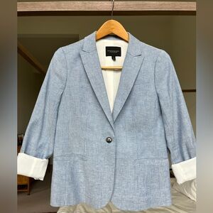 Banana Republic blue chambray linen classic blazer size 8 petite